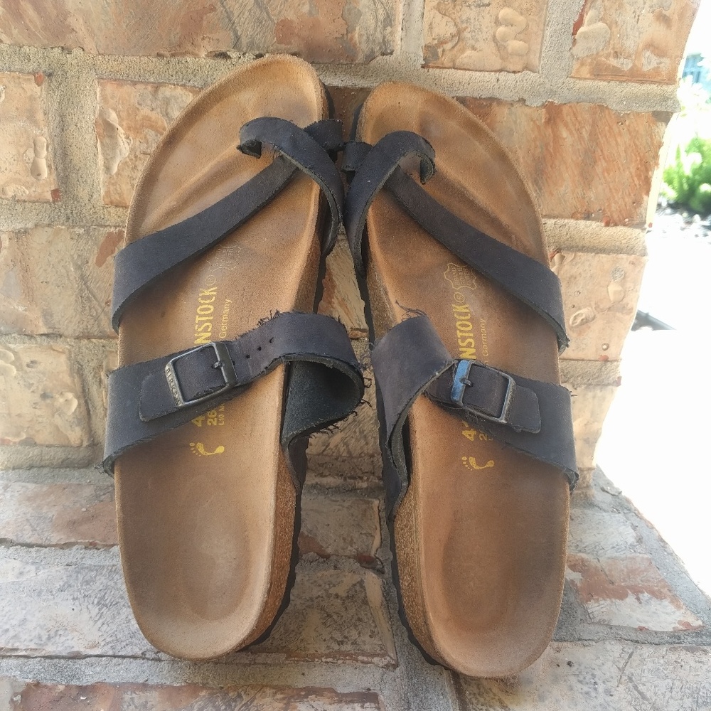 Birkenstock Sandals Black Leather Size 41